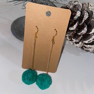Green Mini Pom Pom Earrings